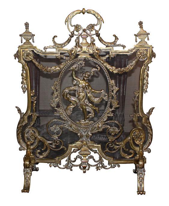 19th Century French Bronze Fire Screen