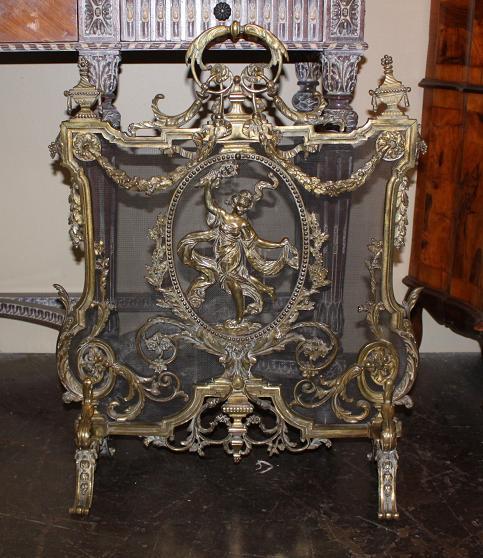 19th Century French Bronze Fire Screen