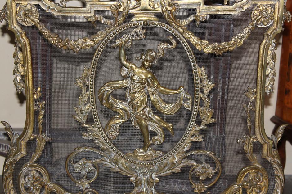 19th Century French Bronze Fire Screen