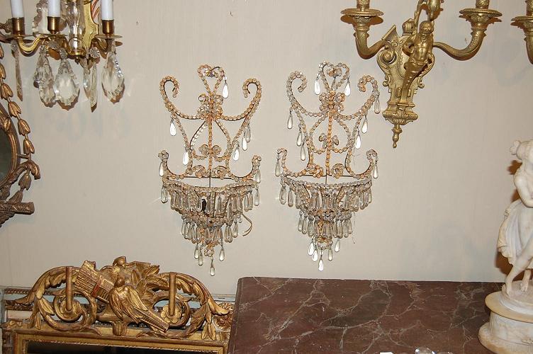 Pair Venetian Beaded Sconces