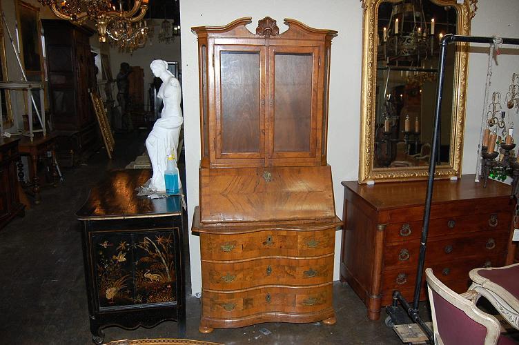 18th Century German Burl Walnut Secretary