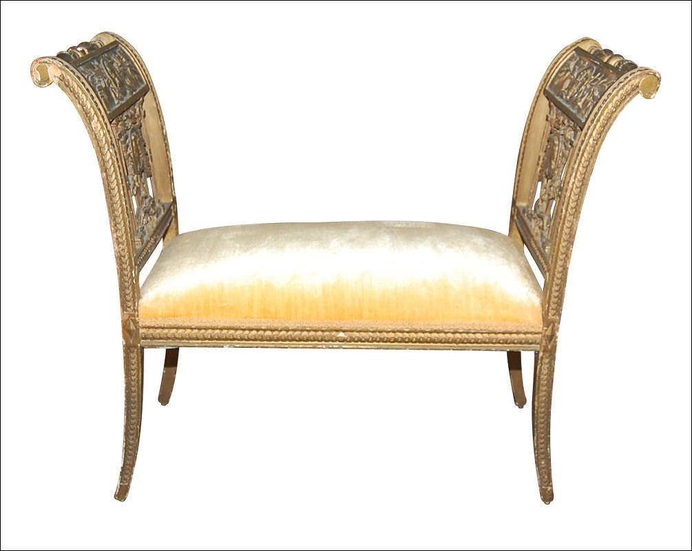 Neo-Classical Carved Window Bench