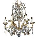 Petite French Crystal & Bronze Chandelier