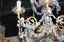 Petite French Crystal & Bronze Chandelier