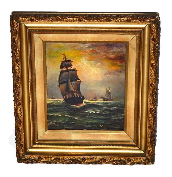 Petite Ship Scene Painting