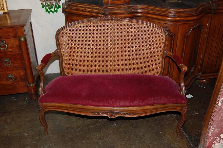 French Caned Settee