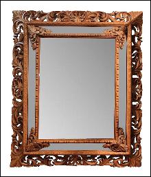 Carved Walnut Cushion Mirror