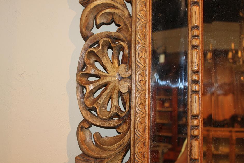 Carved Walnut Cushion Mirror