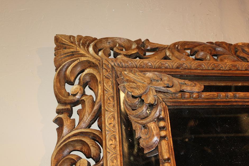 Carved Walnut Cushion Mirror
