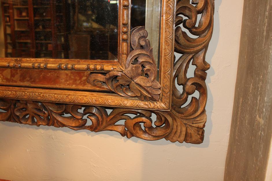 Carved Walnut Cushion Mirror