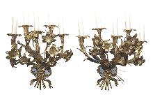 Pair Floral Gilt Brass Sconce