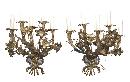 Pair Floral Gilt Brass Sconce