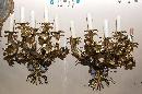 Pair Floral Gilt Brass Sconce