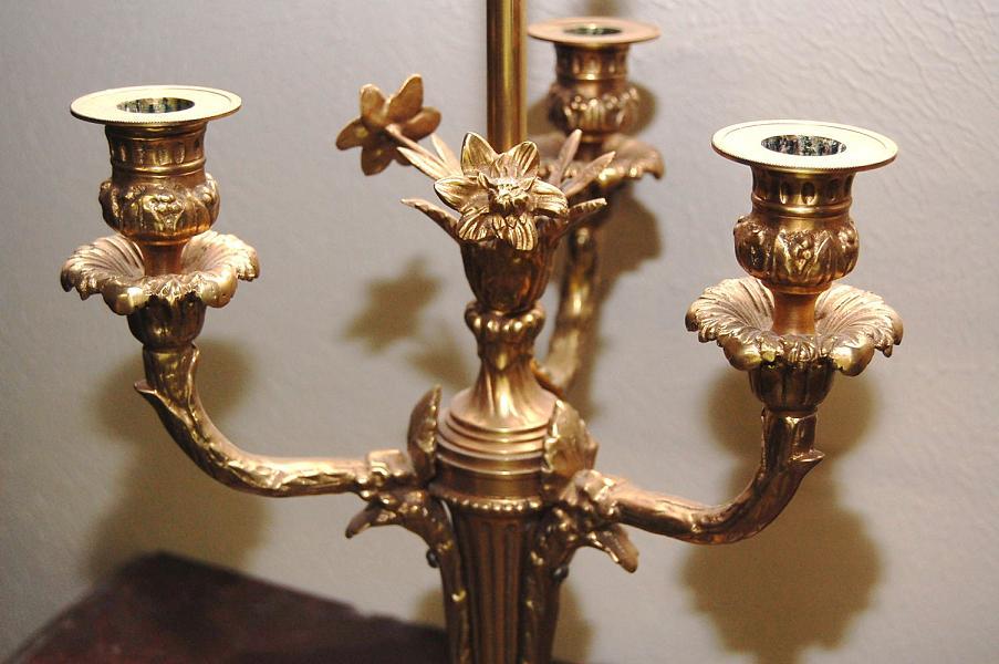 Pair French Bronze Lamps