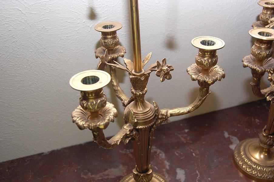 Pair French Bronze Lamps