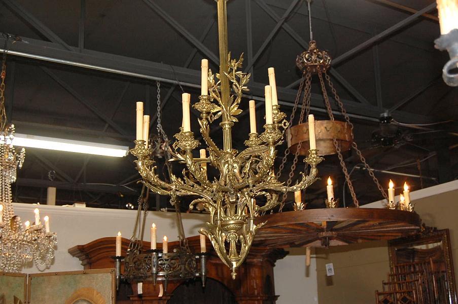 Large French Bronze Chandelier