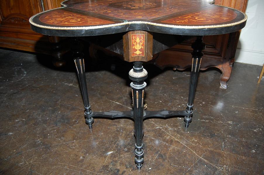 French Marquetry Drop Leaf Side Table