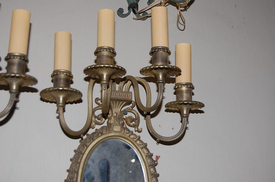 Pair Mirrored Girandole Sconces