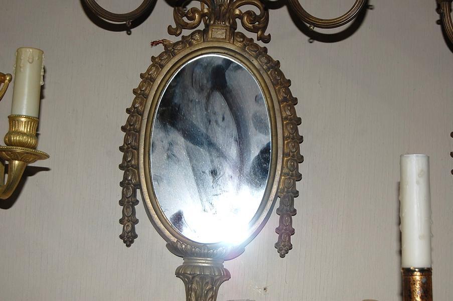 Pair Mirrored Girandole Sconces