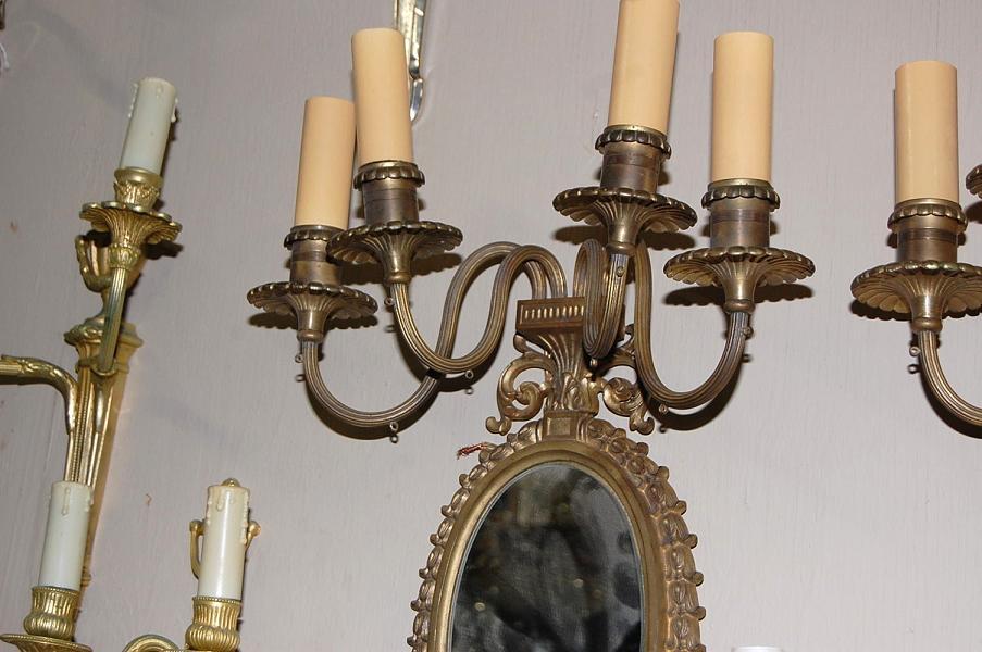 Pair Mirrored Girandole Sconces