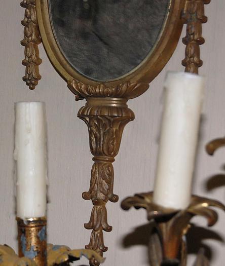 Pair Mirrored Girandole Sconces