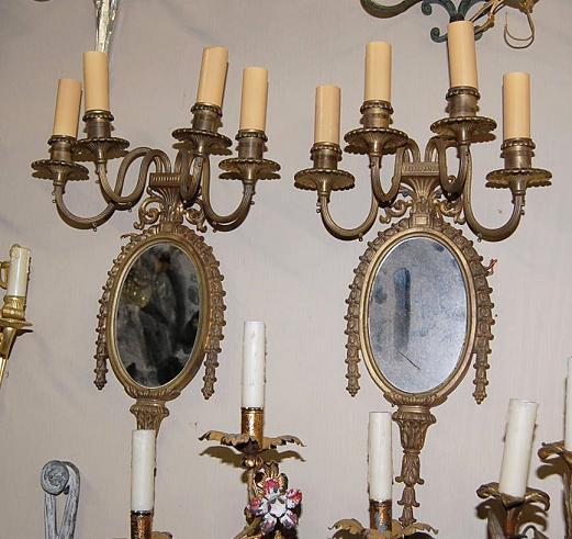 Pair Mirrored Girandole Sconces