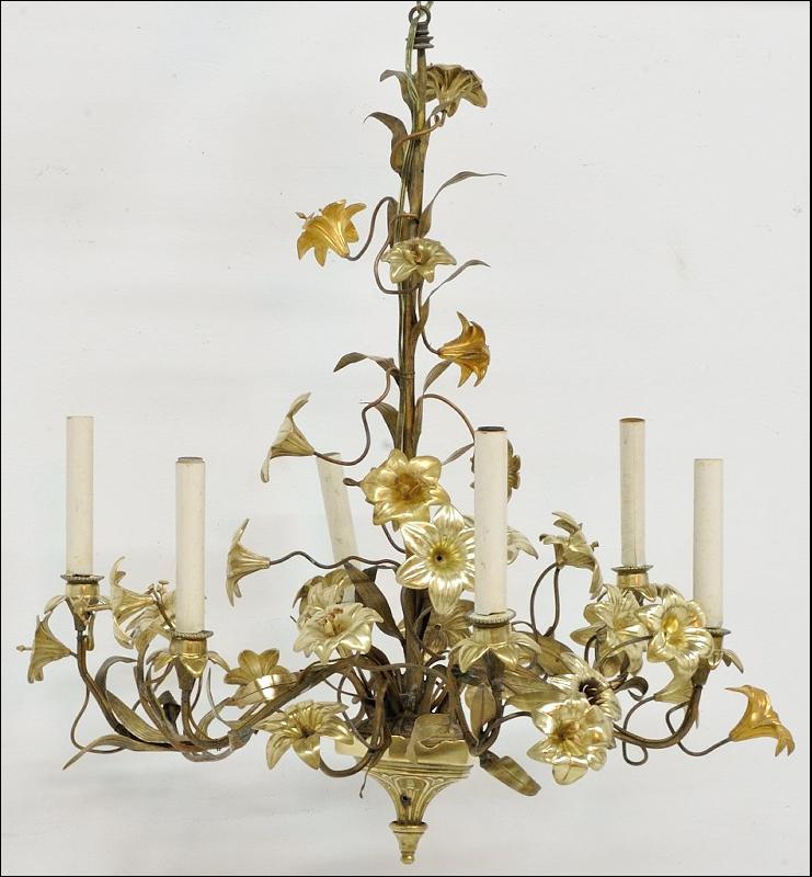 French Gilt Brass Chandelier