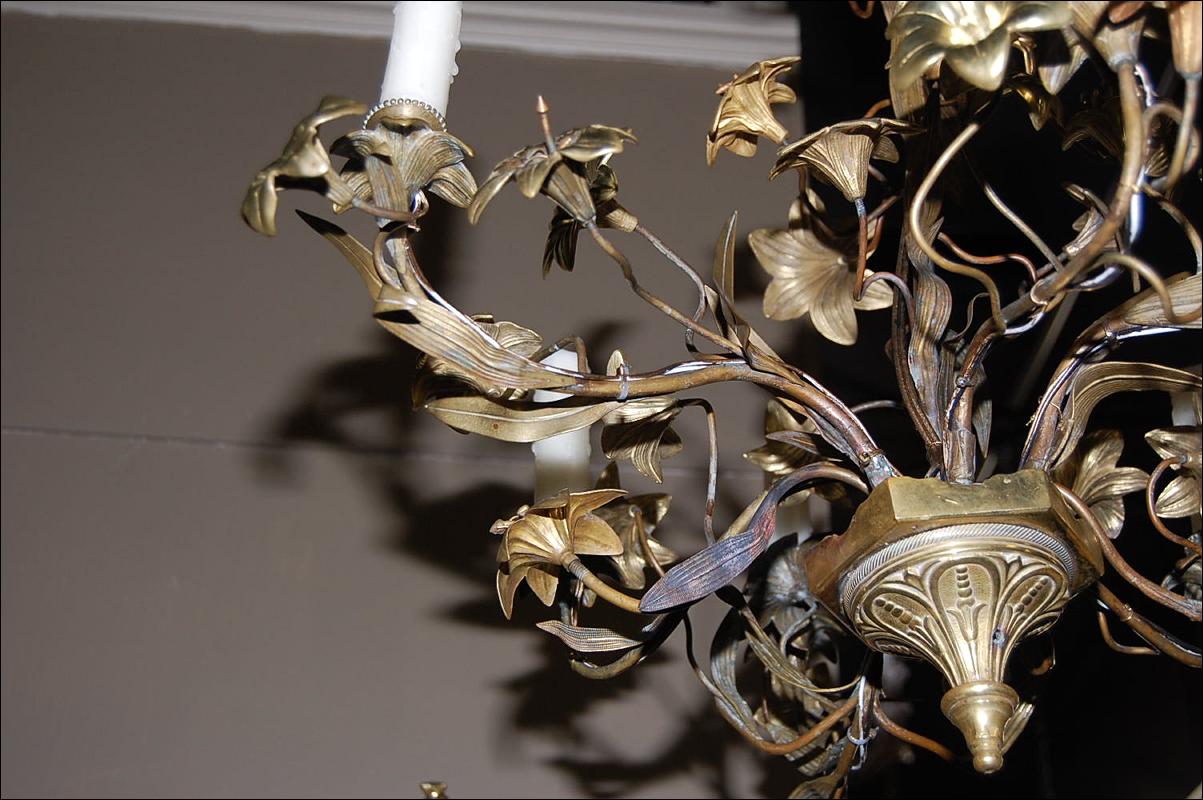 French Gilt Brass Chandelier