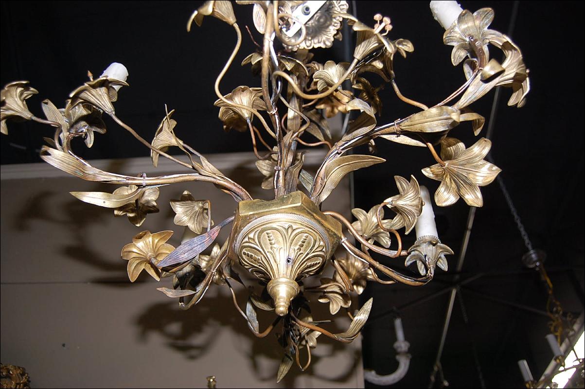 French Gilt Brass Chandelier