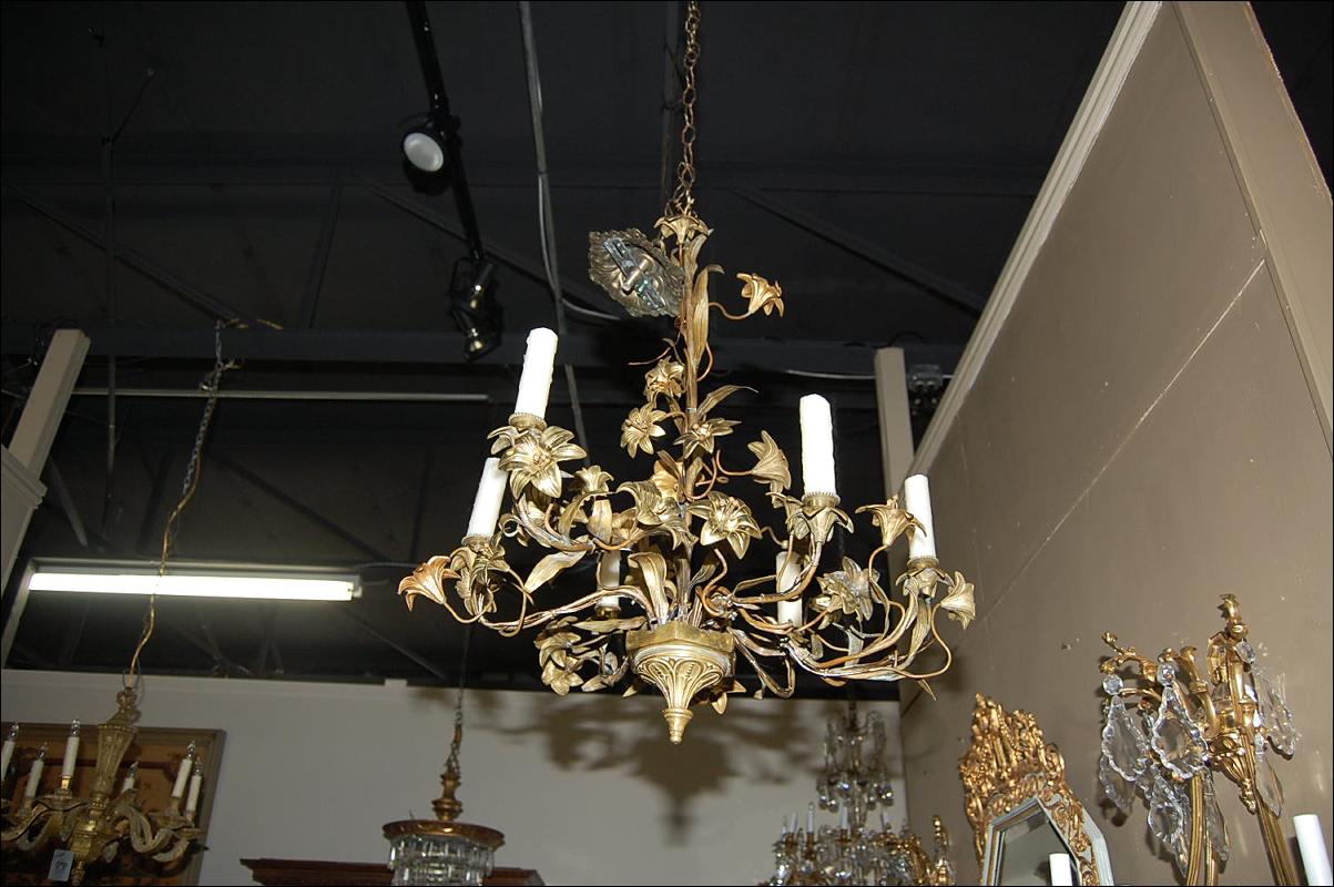French Gilt Brass Chandelier