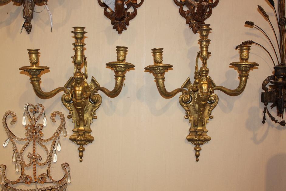 Fine Pair Bronze Sconces