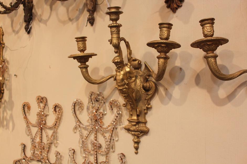 Fine Pair Bronze Sconces
