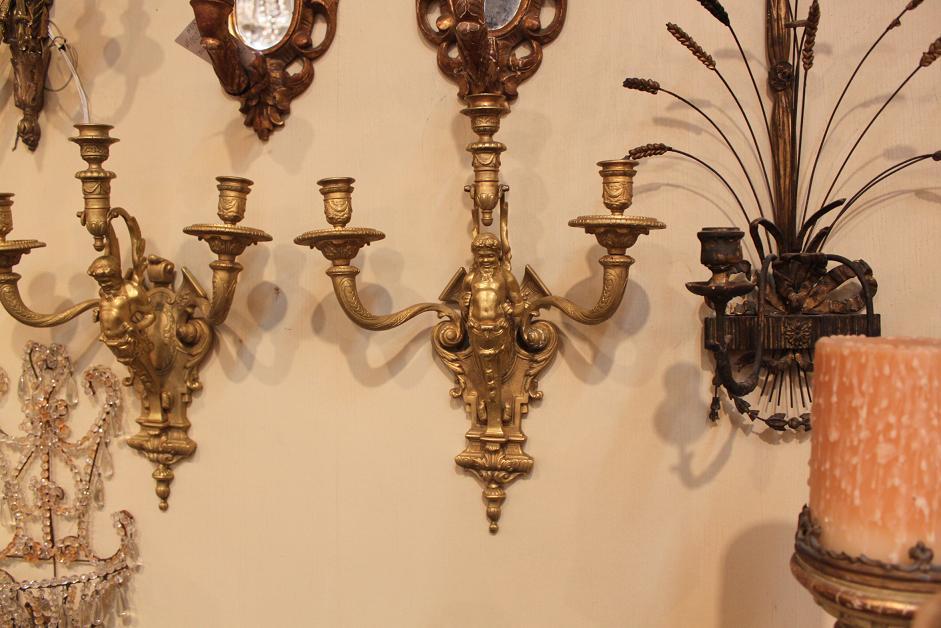 Fine Pair Bronze Sconces