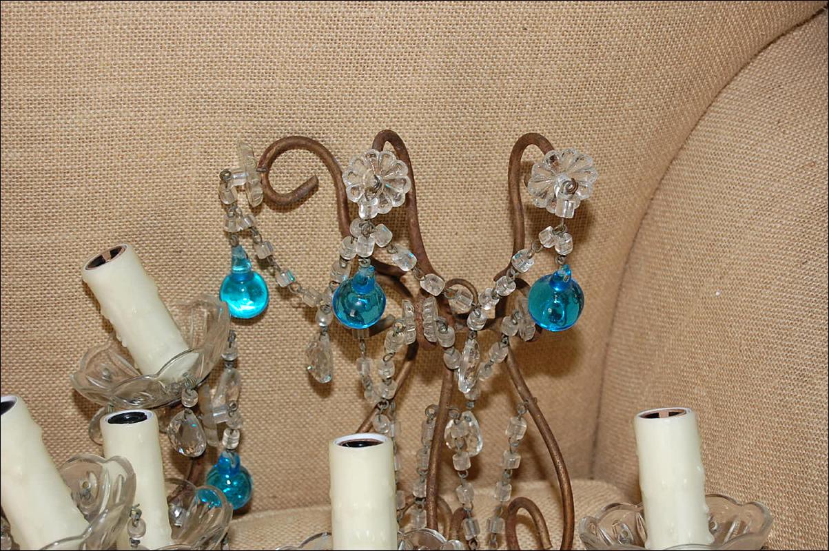Pair French Beaded Sconces