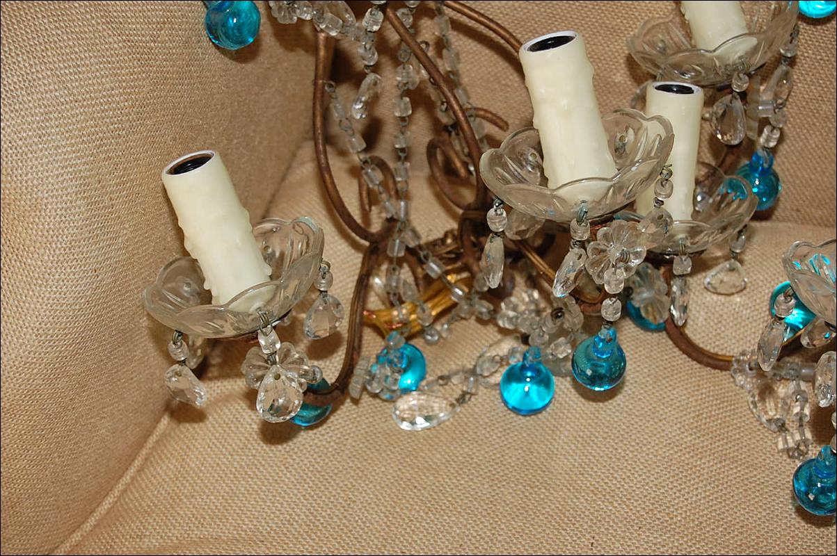 Pair French Beaded Sconces