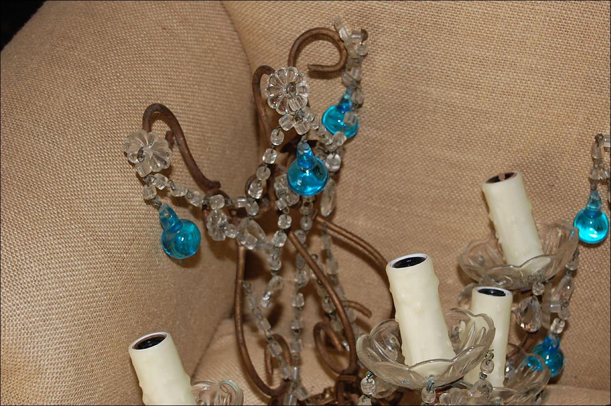 Pair French Beaded Sconces