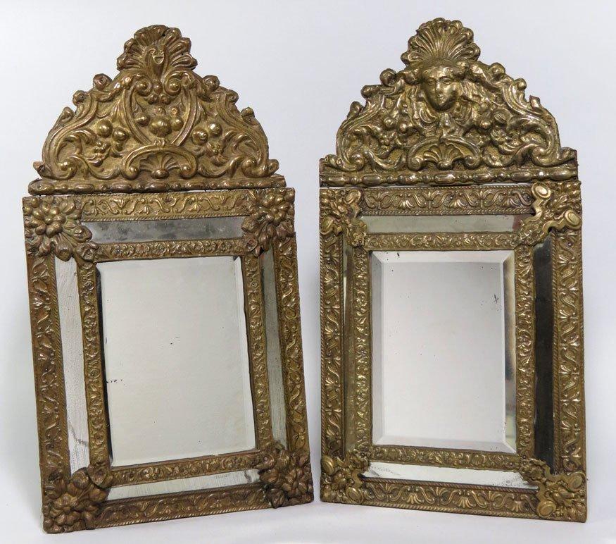 Companion Pair Brass Embossed Mirrors