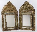 Companion Pair Brass Embossed Mirrors