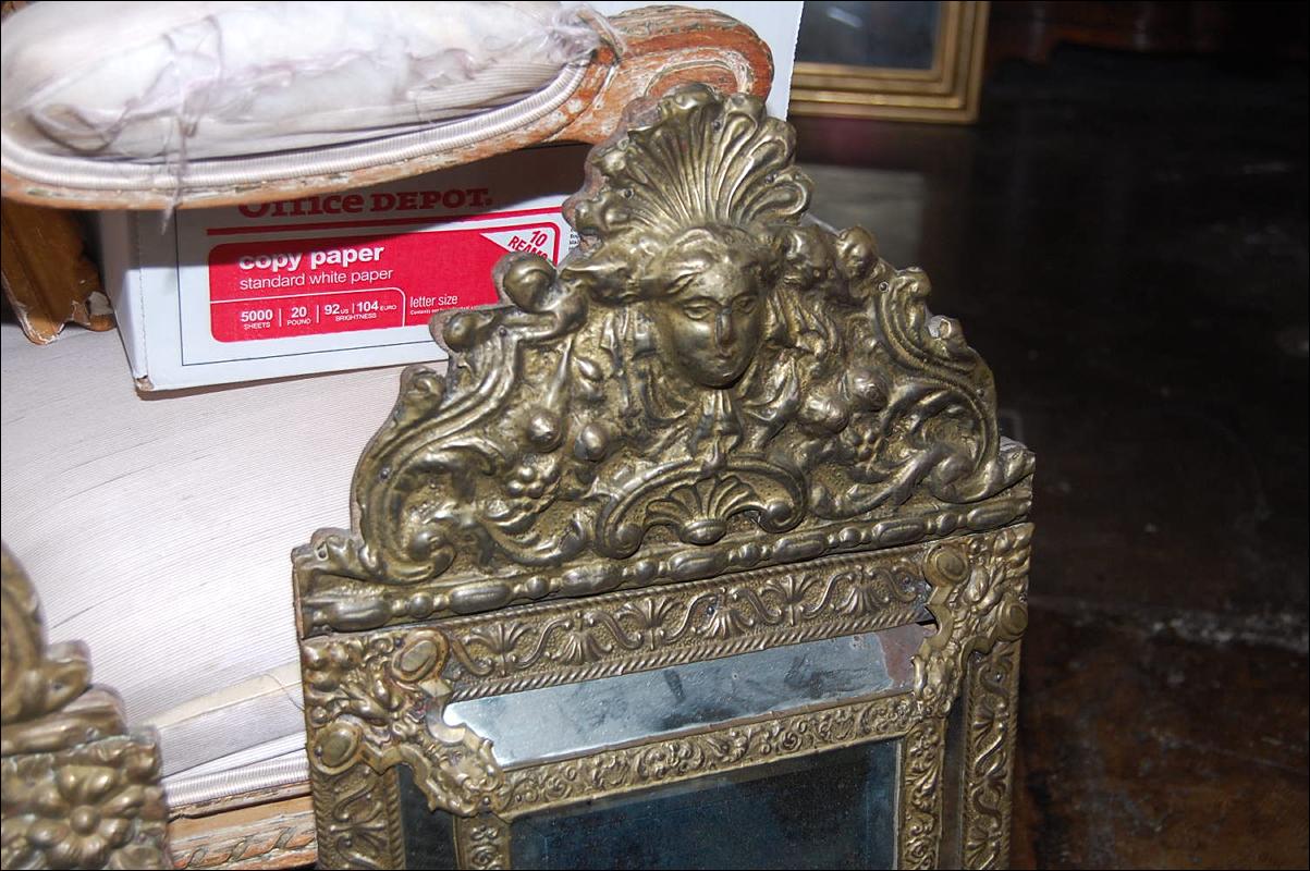 Companion Pair Brass Embossed Mirrors