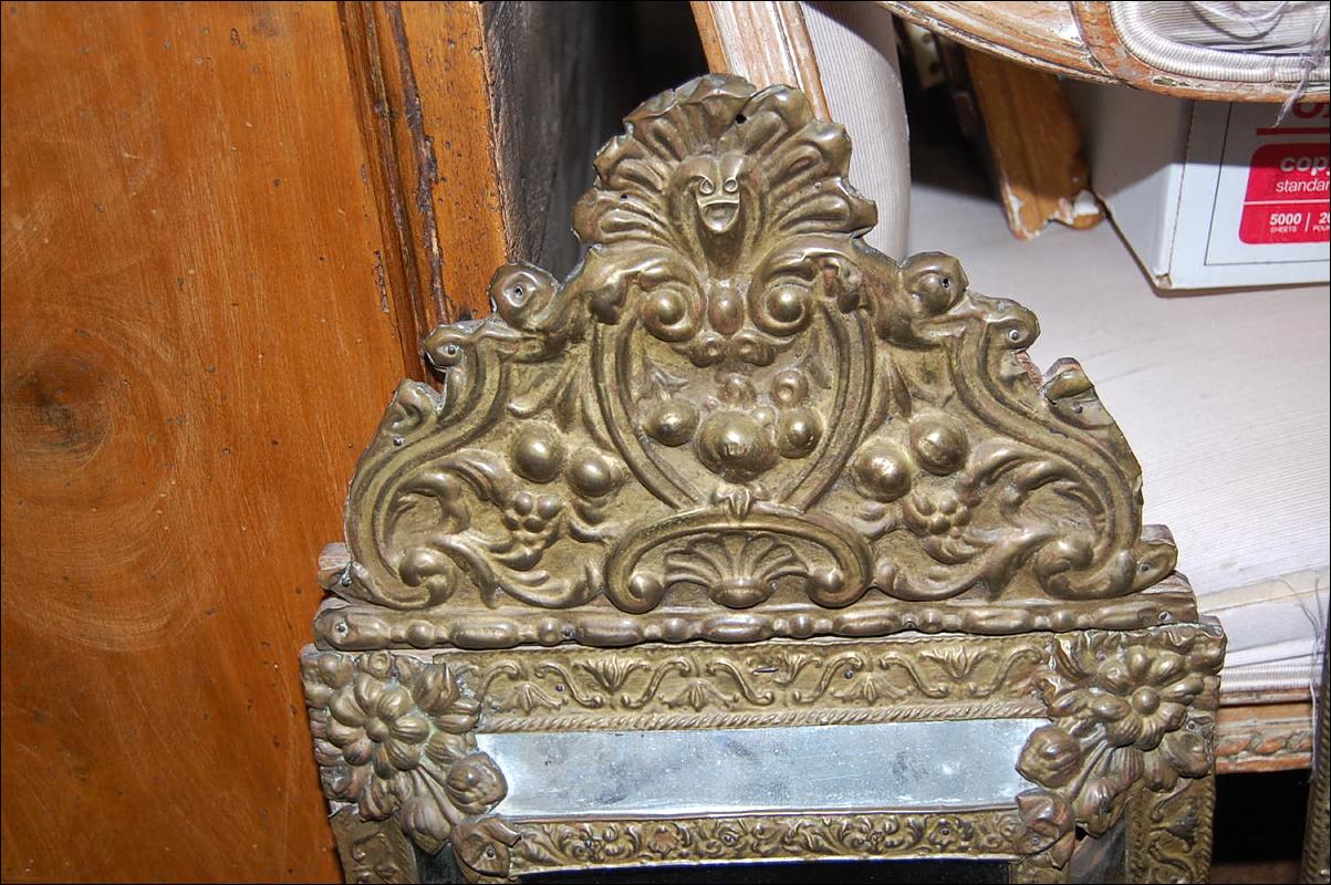Companion Pair Brass Embossed Mirrors