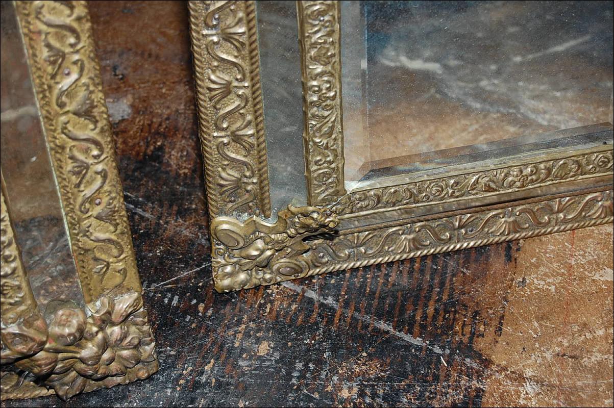 Companion Pair Brass Embossed Mirrors