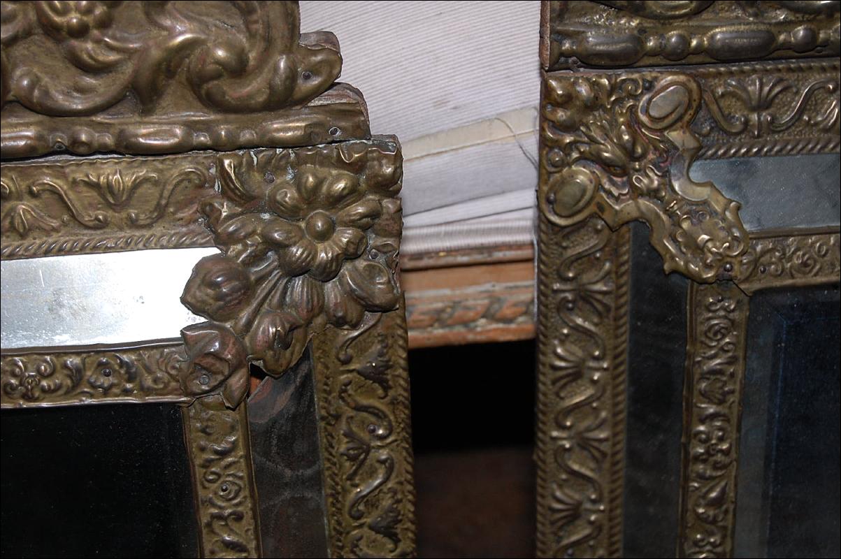 Companion Pair Brass Embossed Mirrors