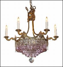 French Bronze & Amethyst Chandelier