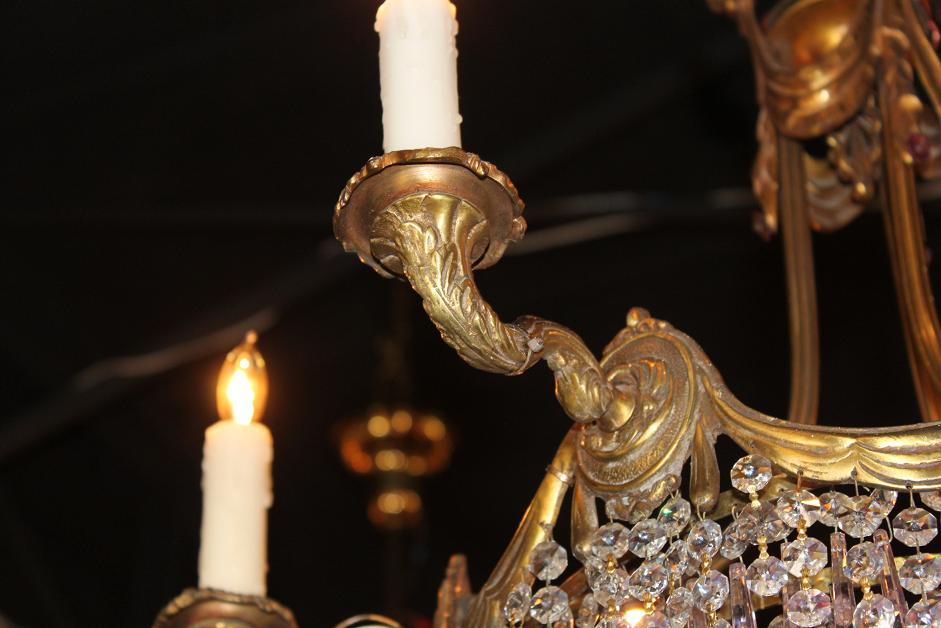 French Bronze & Amethyst Chandelier