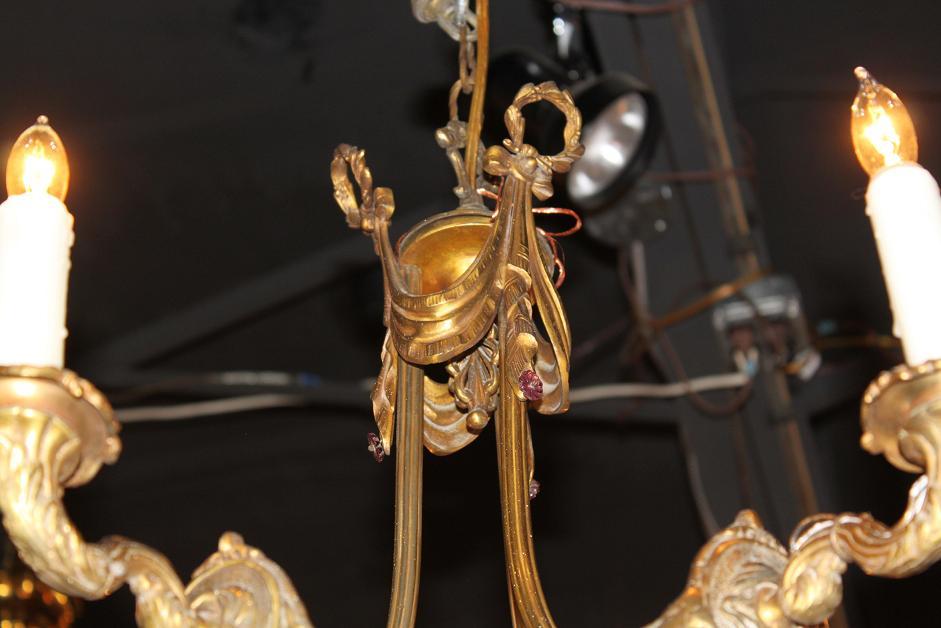 French Bronze & Amethyst Chandelier