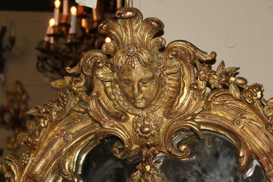 French Giltwood Cherub Mirror