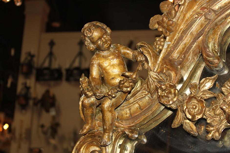 French Giltwood Cherub Mirror