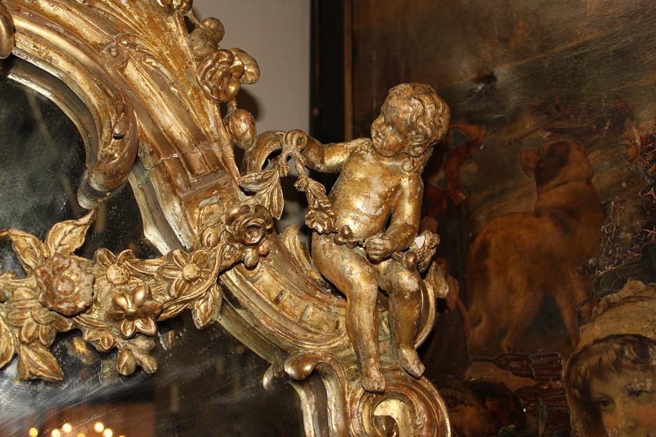 French Giltwood Cherub Mirror