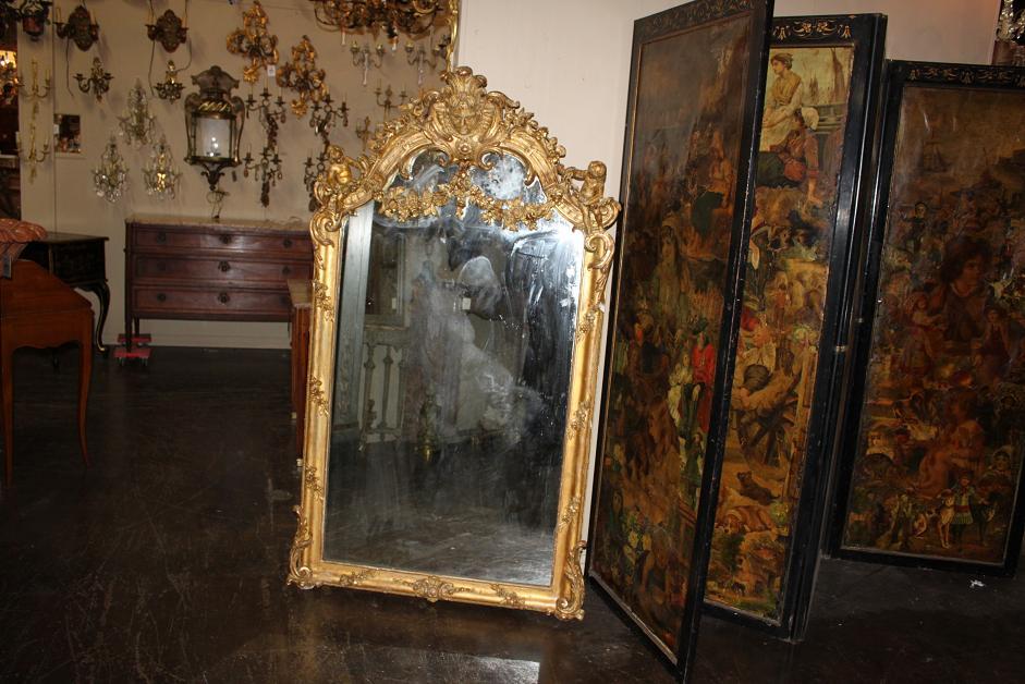 French Giltwood Cherub Mirror