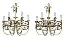 Pair French Brass Chandeliers